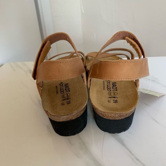NAOT Kayla genuine leather beige gladiator sandals flats wedges sz 39 8 womens - Picture 4 of 6